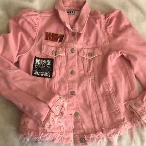 Womens cotton jacket. Kizz patches pink